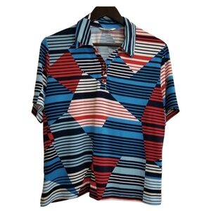 ALIA petite striped polyester Spandex short sleeve large top
